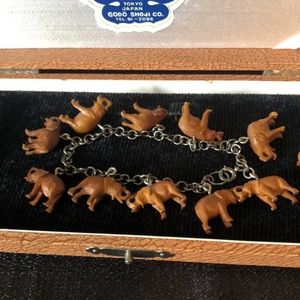 Elephant bracelet & screw back clip on earrings imported vintage new in …